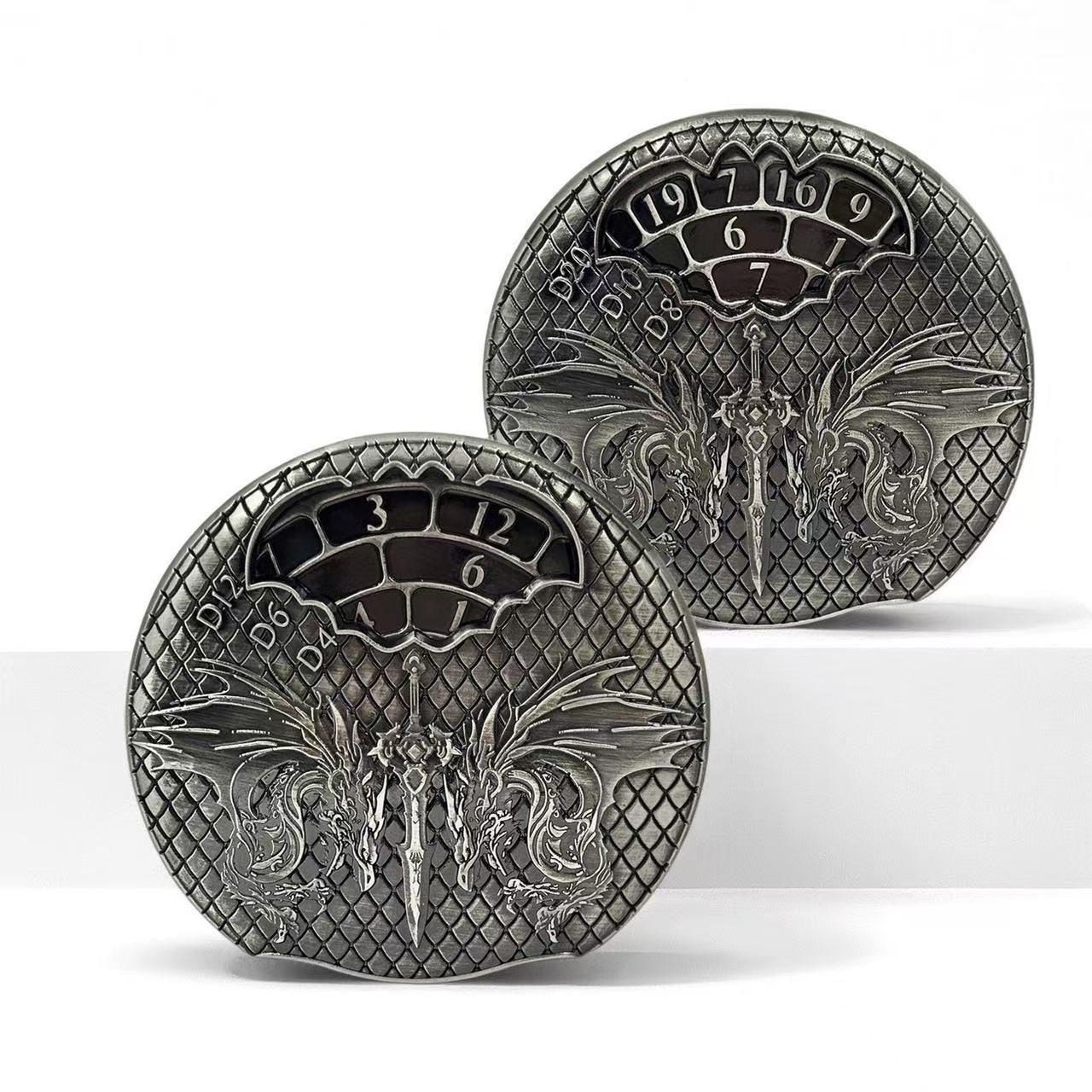 DIEACE D&D Twin Dragon Metal Spinner Dice 7-in-1