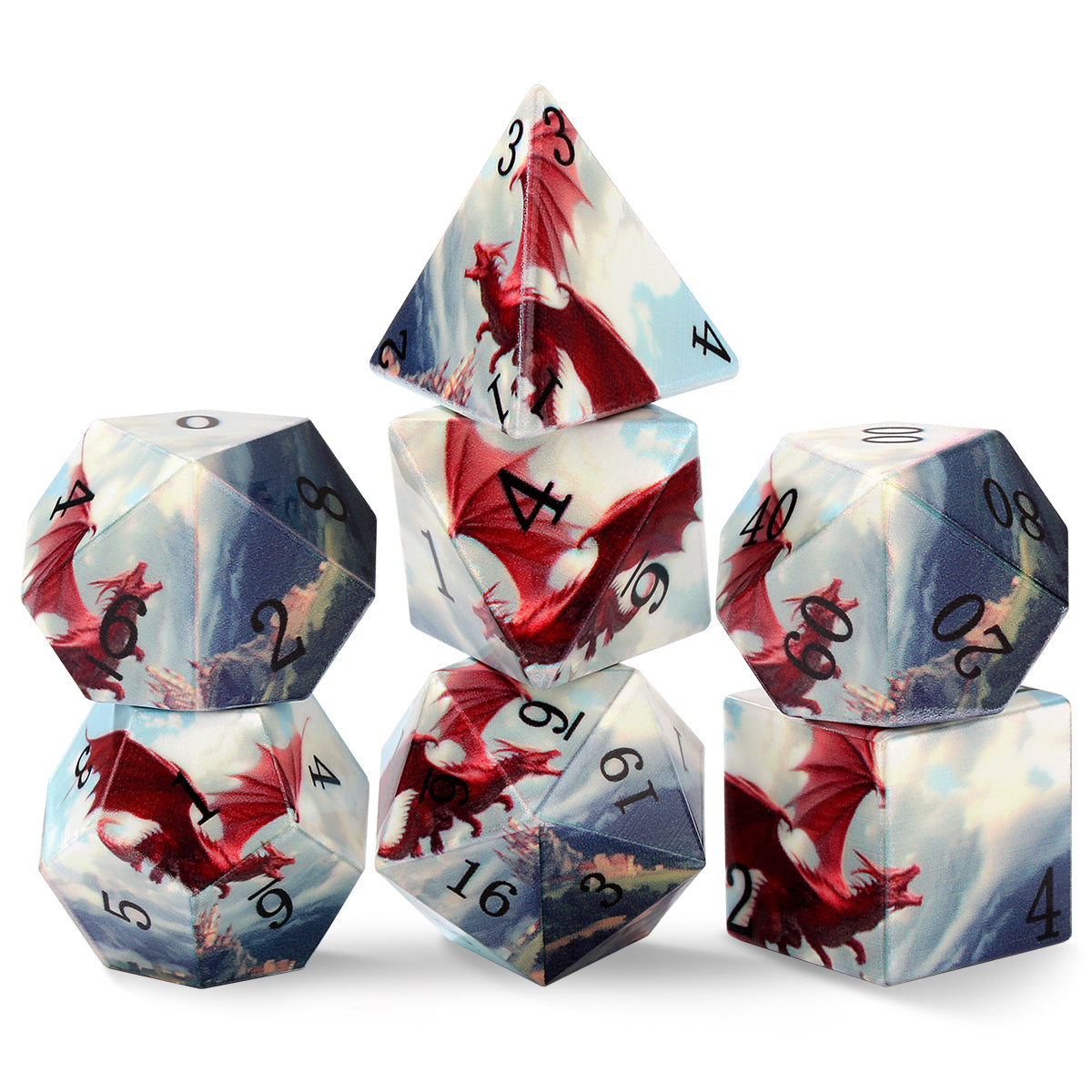 DIEACE D&D 3D Printed Flying Dragon Dice Set