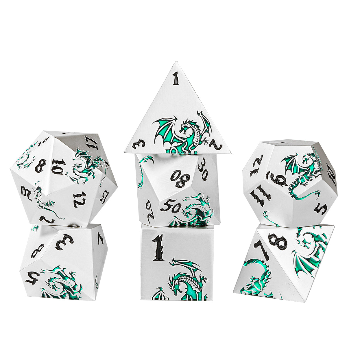 DIEACE D&D Colorful Flying Dragon Metal Dice Set