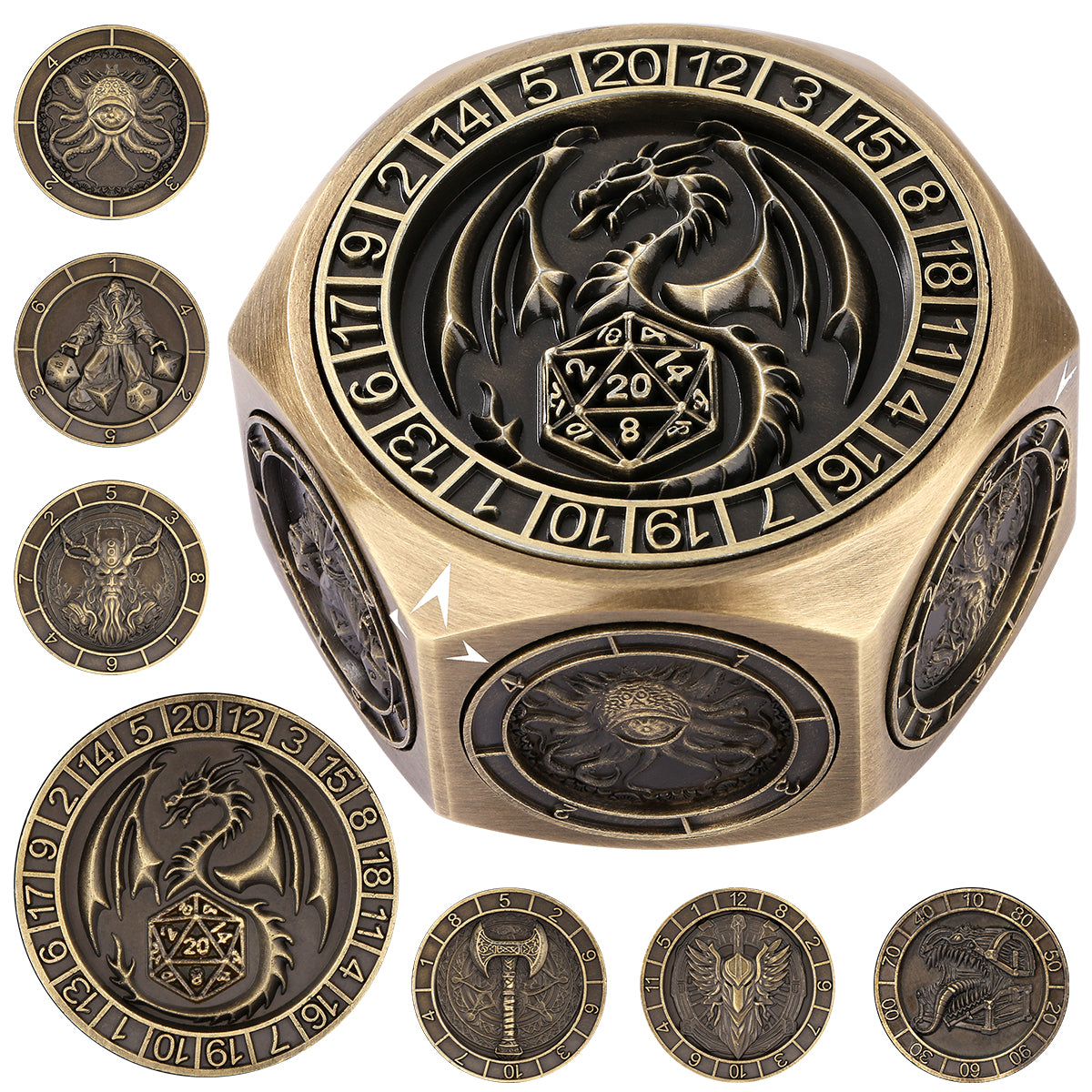 DIEACE D&D Low-Profile 6-Sided Metal Dice 7-in-1