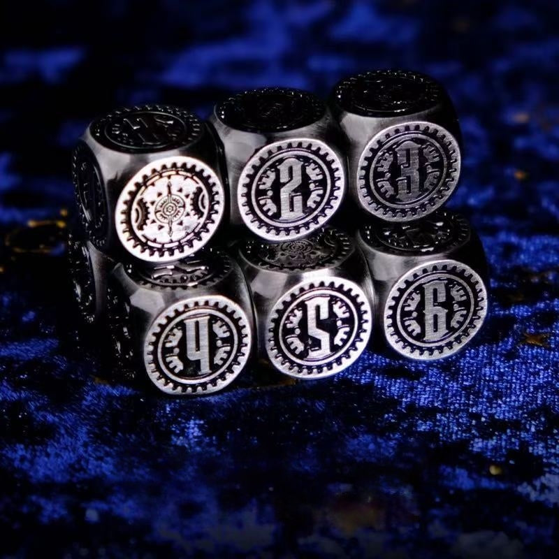 DIEACE D&D Steampunk Single D6 Solid Metal Dice 16MM