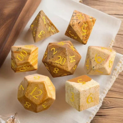 DIEACE D&D Picture Stone Gemstone Engraved Dice Set