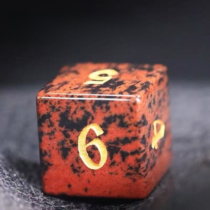 DIEACE D&D Golden Swan Gemstone Engraved Dice Set