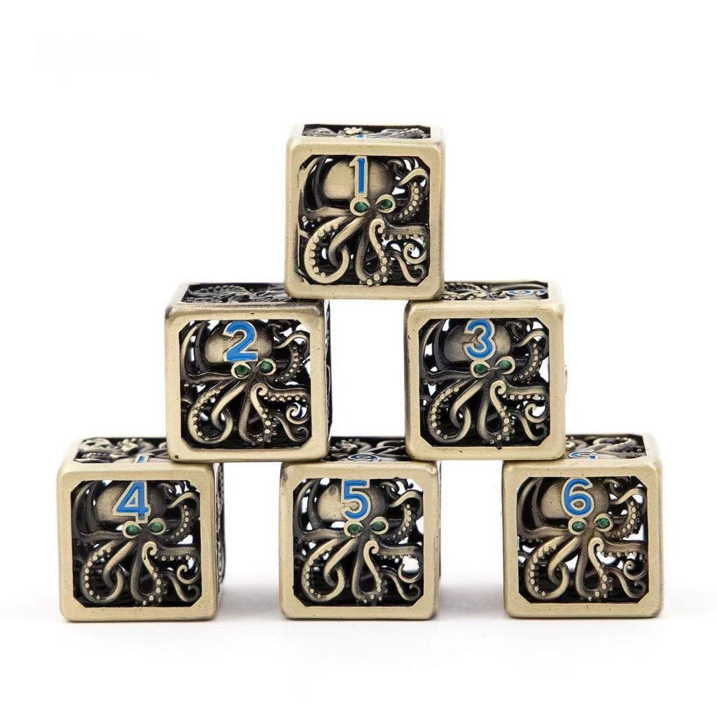 DIEACE C&C Small Octopus D6 Hollow Metal Dice Set