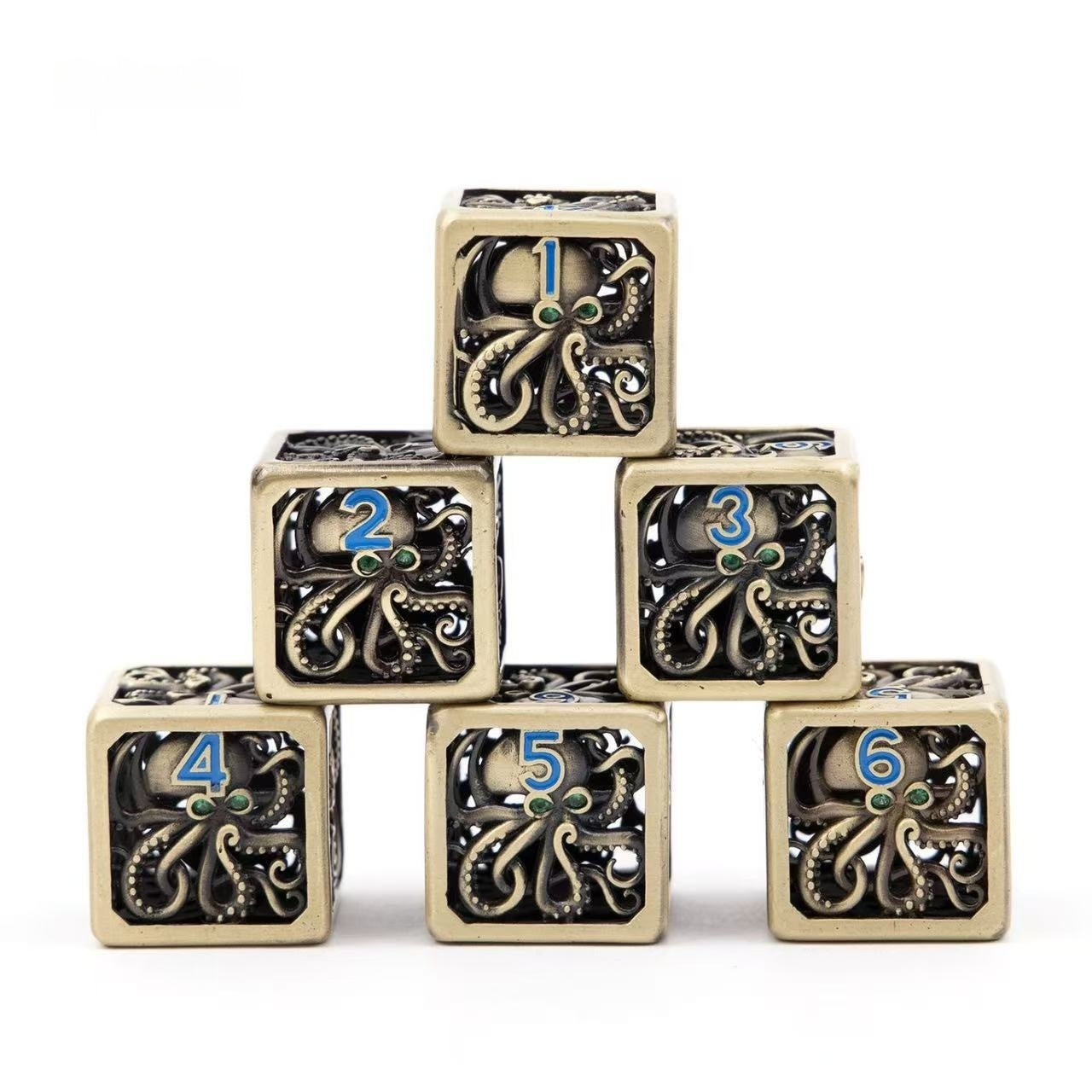 DIEACE C&C Small Octopus D6 Hollow Metal Dice Set