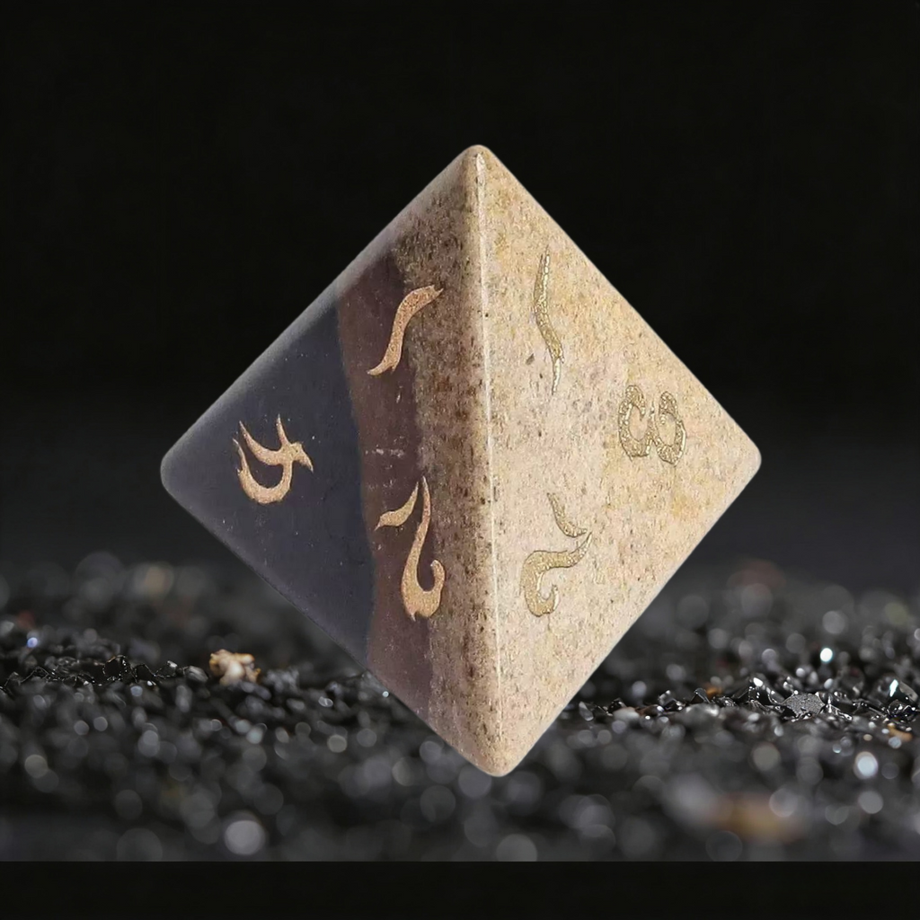 DIEACE D&D Natural Zebra Stone Gemstone Engraved Dice Set