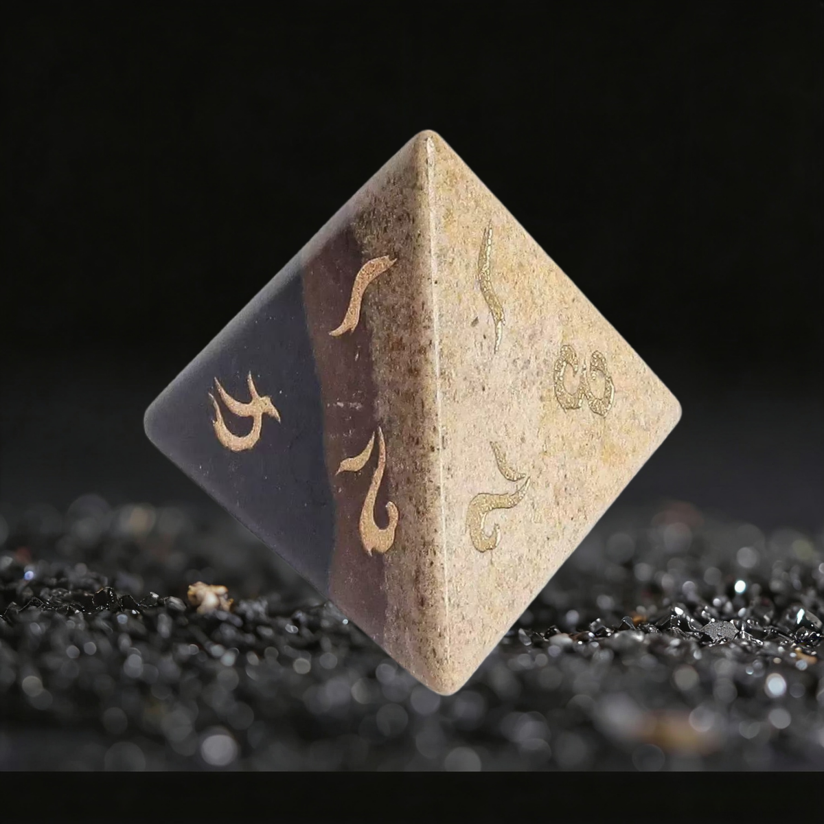 DIEACE D&D Natural Zebra Stone Gemstone Engraved Dice Set