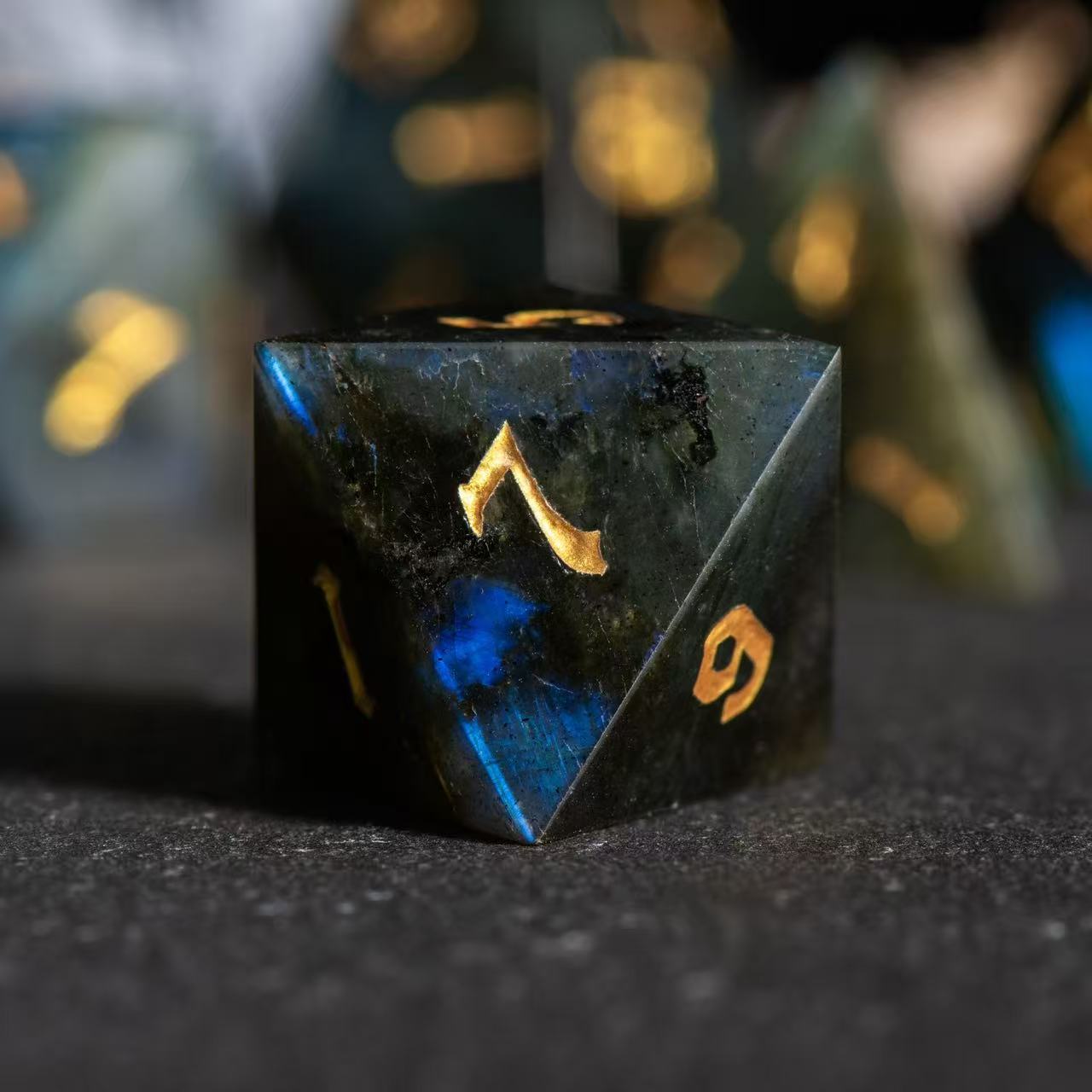 DIEACE D&D Labradorite Gemstone Engraved Dice Set  Add To Wishlist