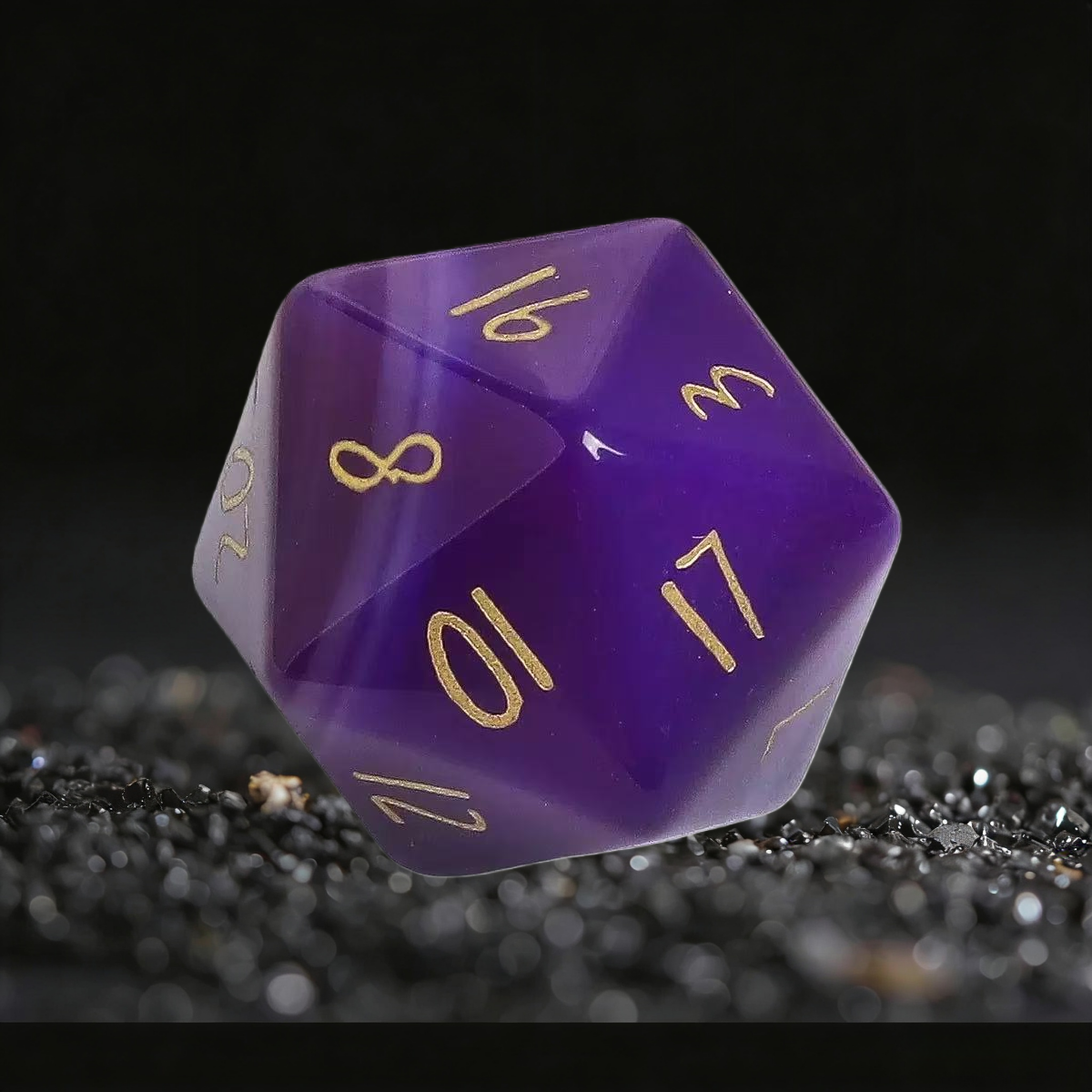 DIEACE D&D Purple Agate Stone Gemstone Engraved Dice Set