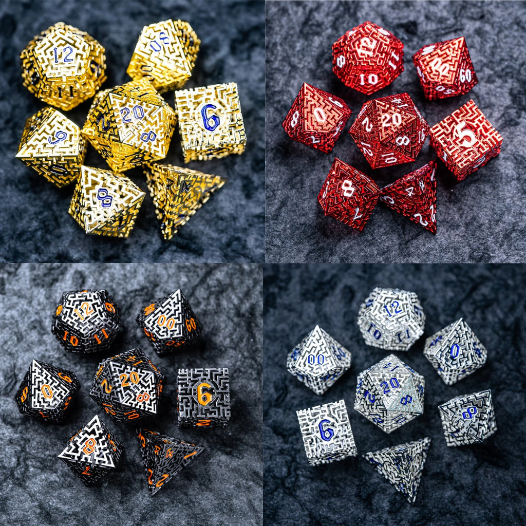 DIEACE D&D Maze Hollow Metal Dice