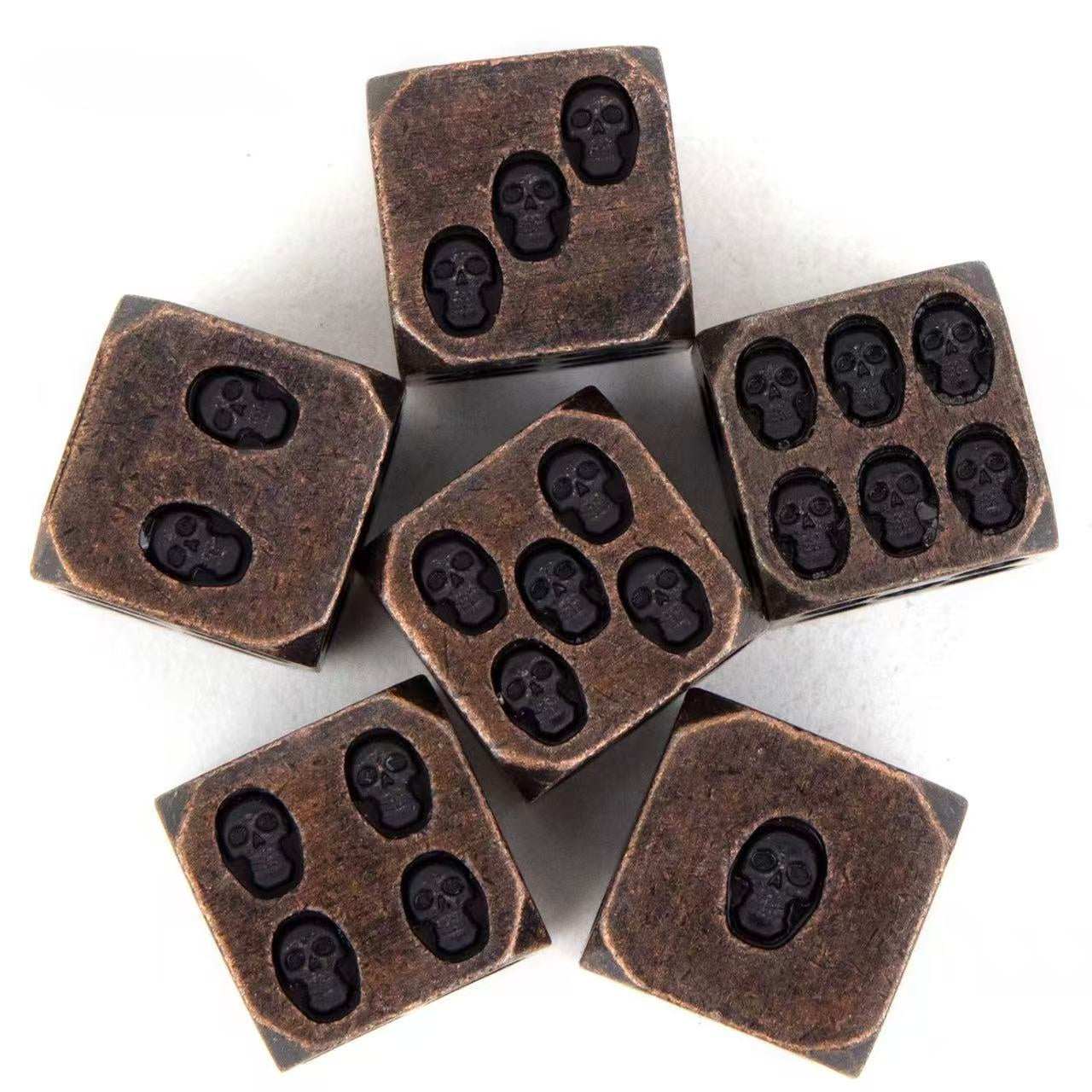 DIEACE C&C Skull D6 Solid Metal Dice Set (6 Pieces)