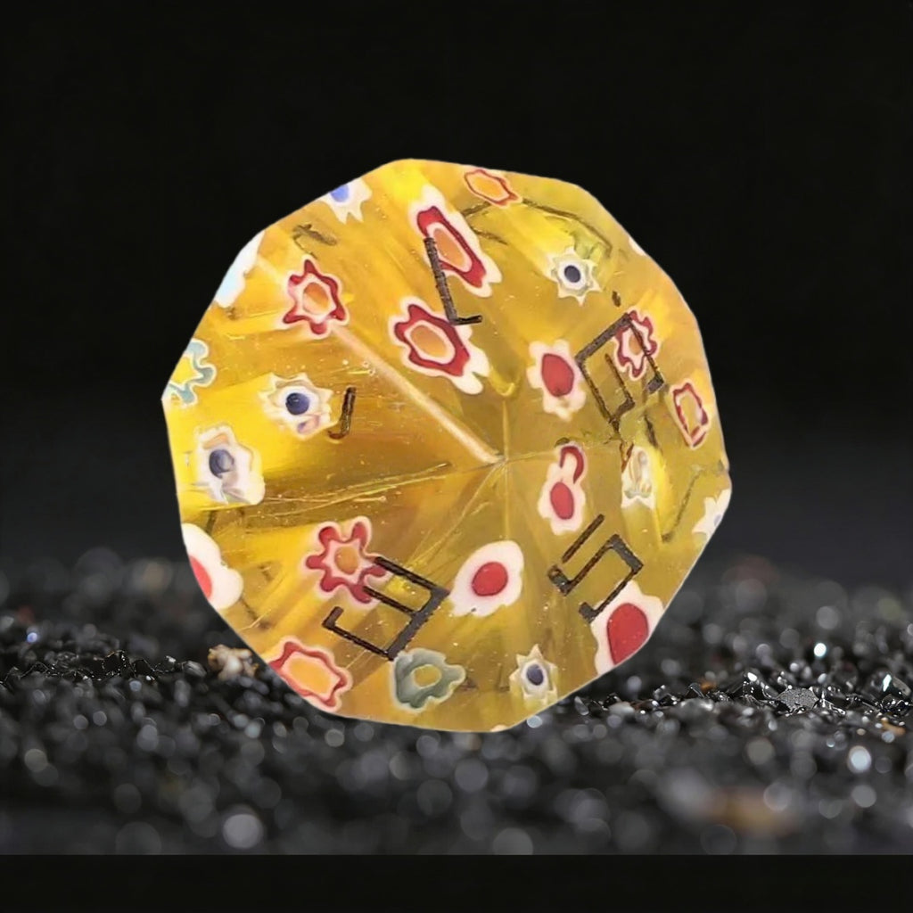 DIEACE D&D Yellow Patterned Liuli Gemstone Engraved Dice Set
