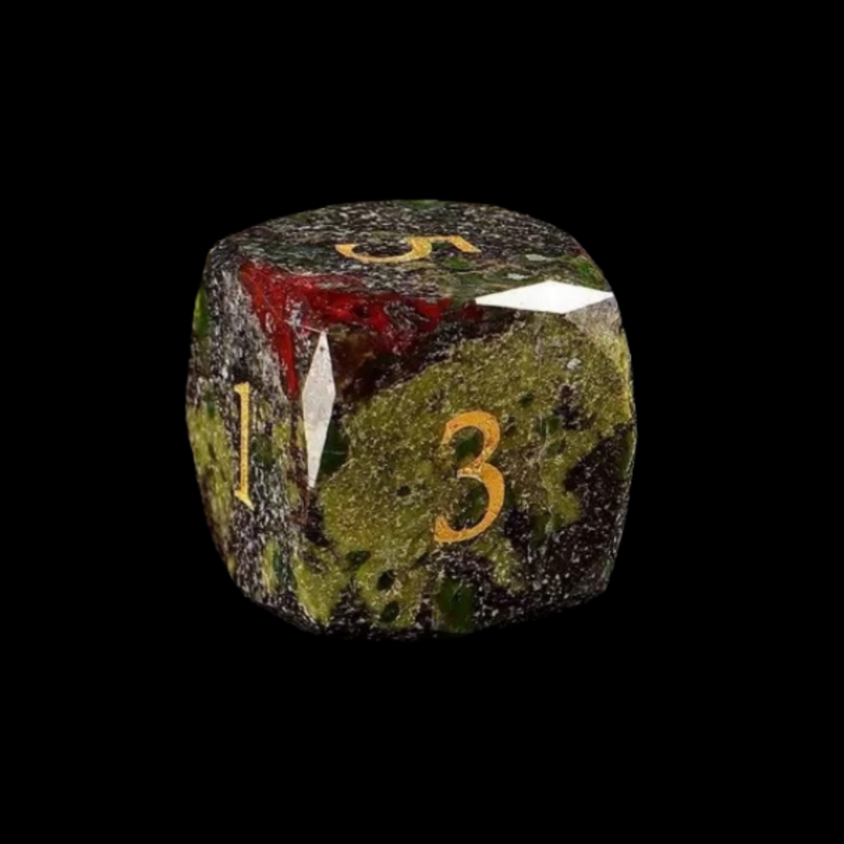 DIEACE D&D Dragon Bloodstone Multi-Faceted Gemstone Engraved Dice Set