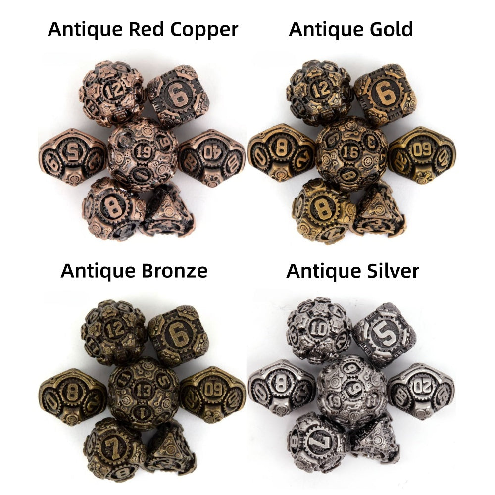 DIEACE D&D Mechanical Gear Solid Metal Dice Set