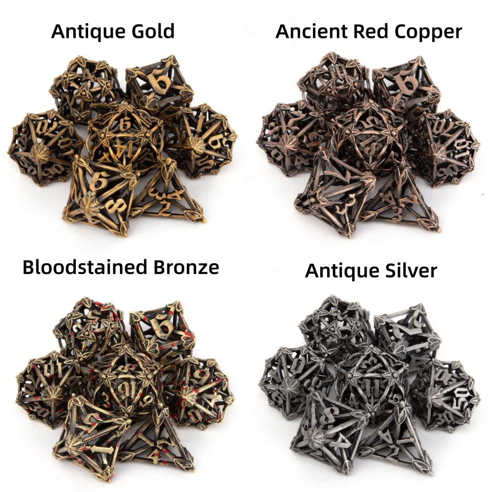 DIEACE D&D Ornate Hollow Metal Dice Set