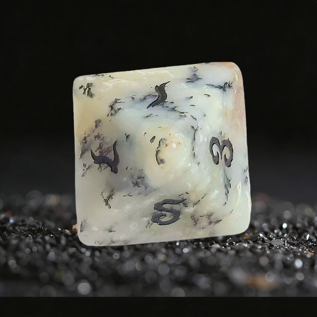 DIEACE D&D Aquatic Opal Gemstone Engraved Dice Set