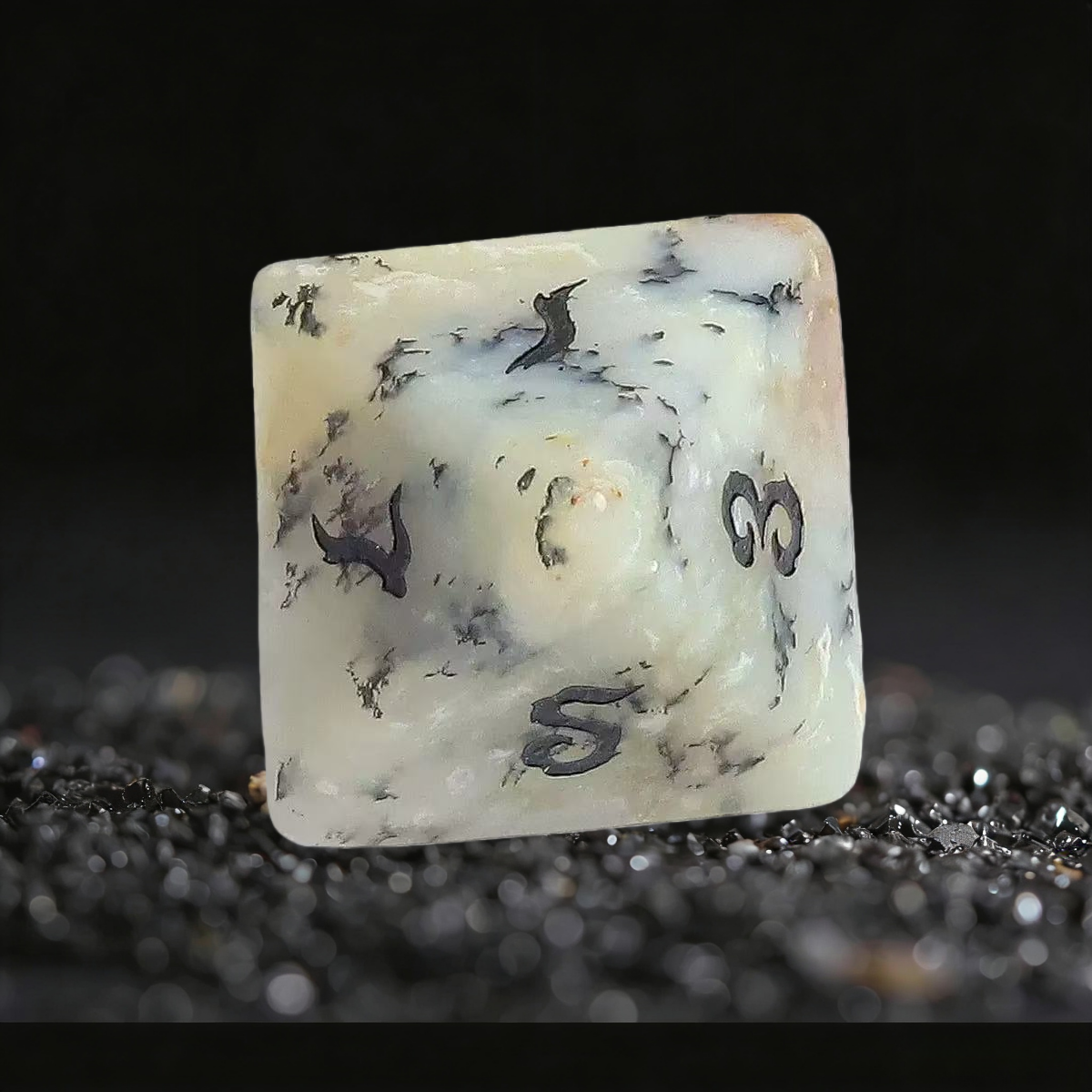 DIEACE D&D Aquatic Opal Gemstone Engraved Dice Set