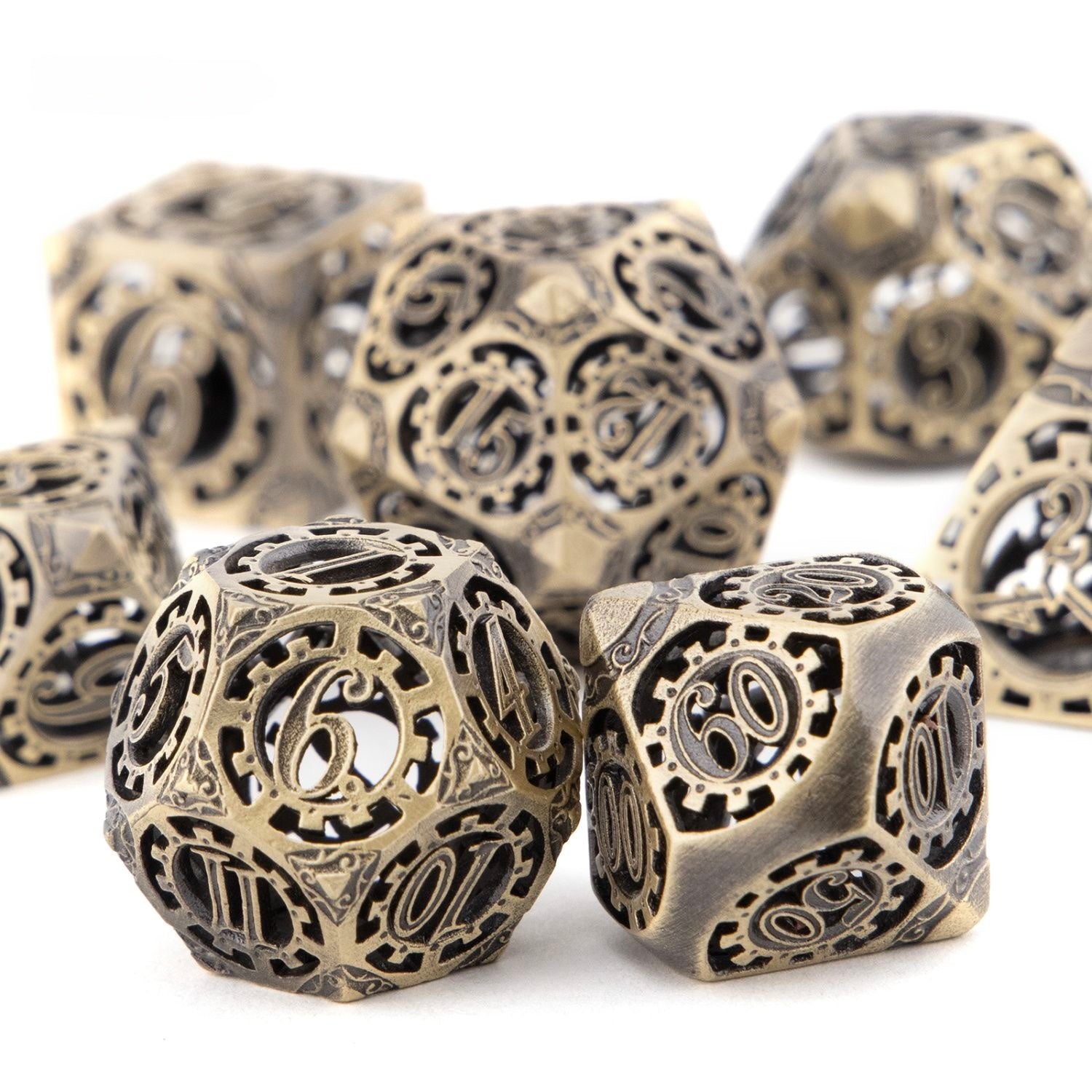 DIEACE D&D Mechanical Gear Hollow Metal Dice Set