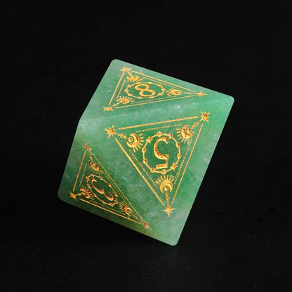 DIEACE D&D Aventurine Gemstone Engraved Dice Set