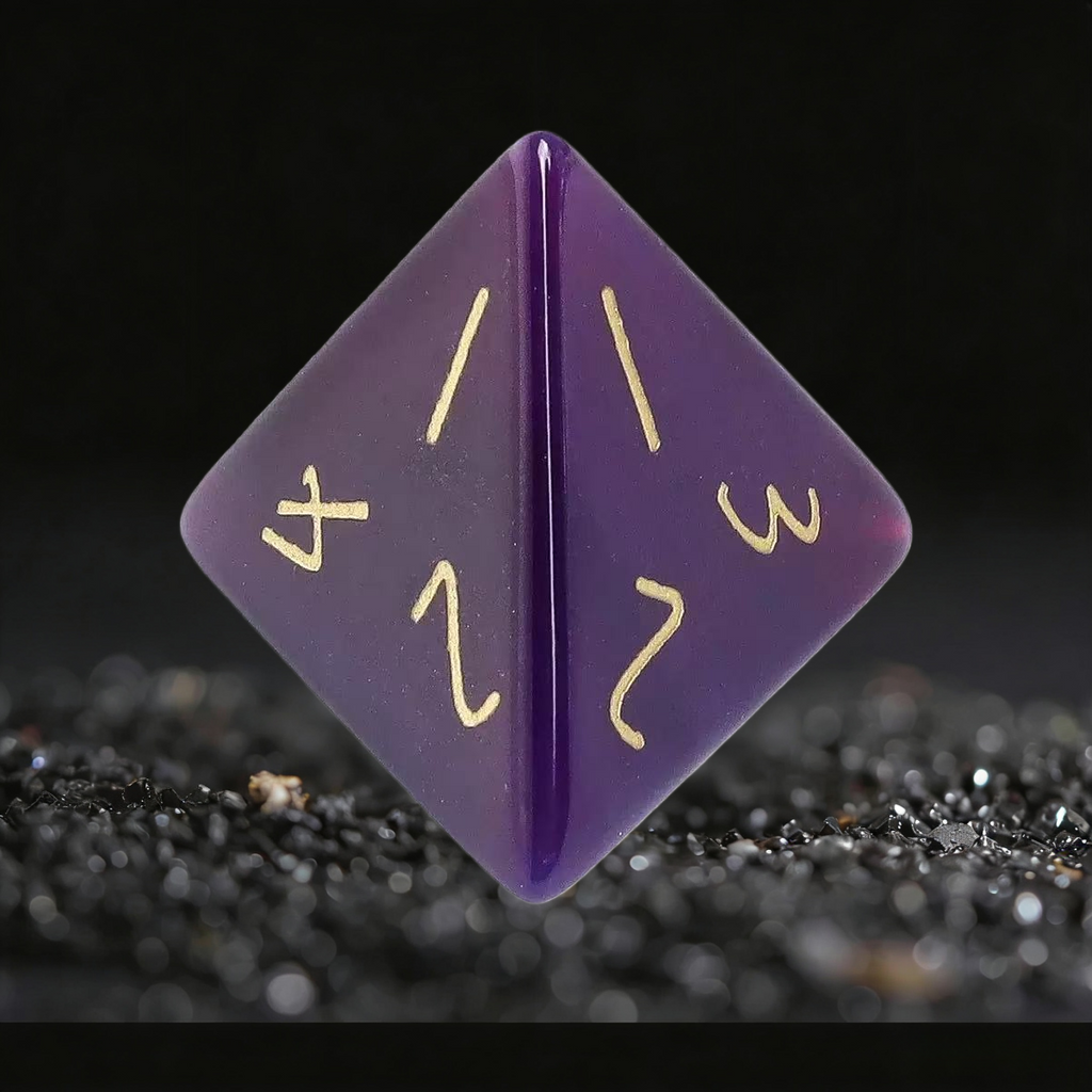 DIEACE D&D Purple Agate Stone Gemstone Engraved Dice Set
