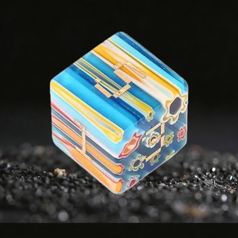 DIEACE D&D Light Blue Patterned Liuli Gemstone Engraved Dice Set
