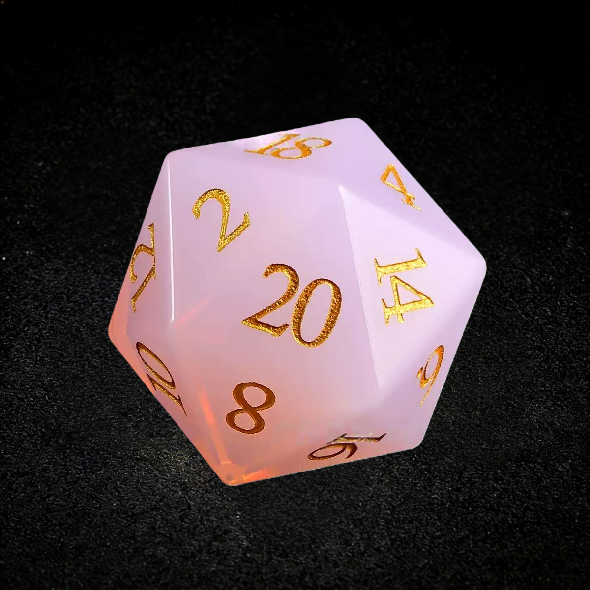 DIEACE D&D Pink Opalite Gemstone Engraved Dice Set