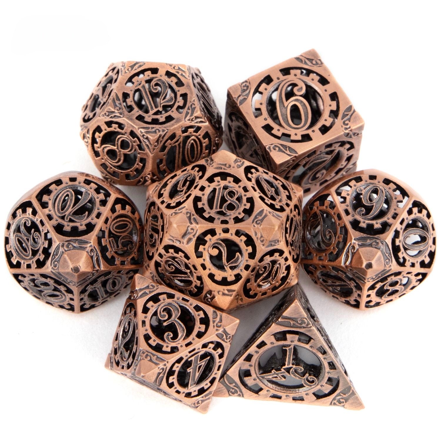 DIEACE D&D Mechanical Gear Hollow Metal Dice Set