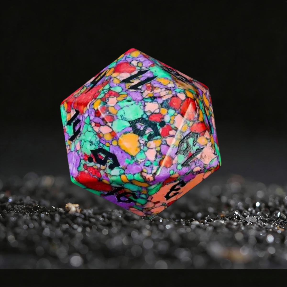 DIEACE D&D Colored Turquoise Gemstone Engraved Dice Set