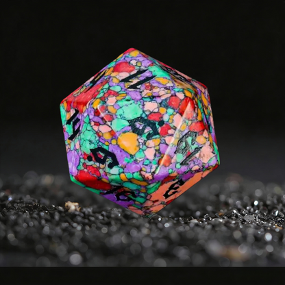 DIEACE D&D Colored Turquoise Gemstone Engraved Dice Set