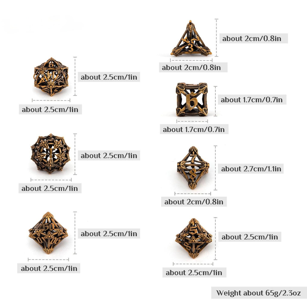 DIEACE D&D Ornate Hollow Metal Dice Set