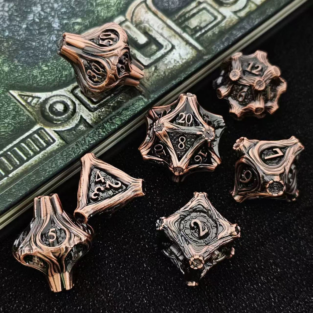 DIEACE D&D Bark Texture Vintage Solid Metal Dice