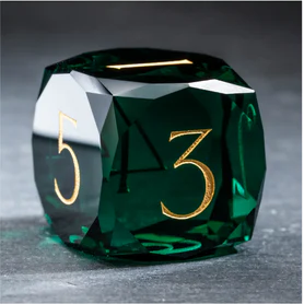 DIEACE D&D Pine Green Multi-faceted Engraved Glass Dice Set