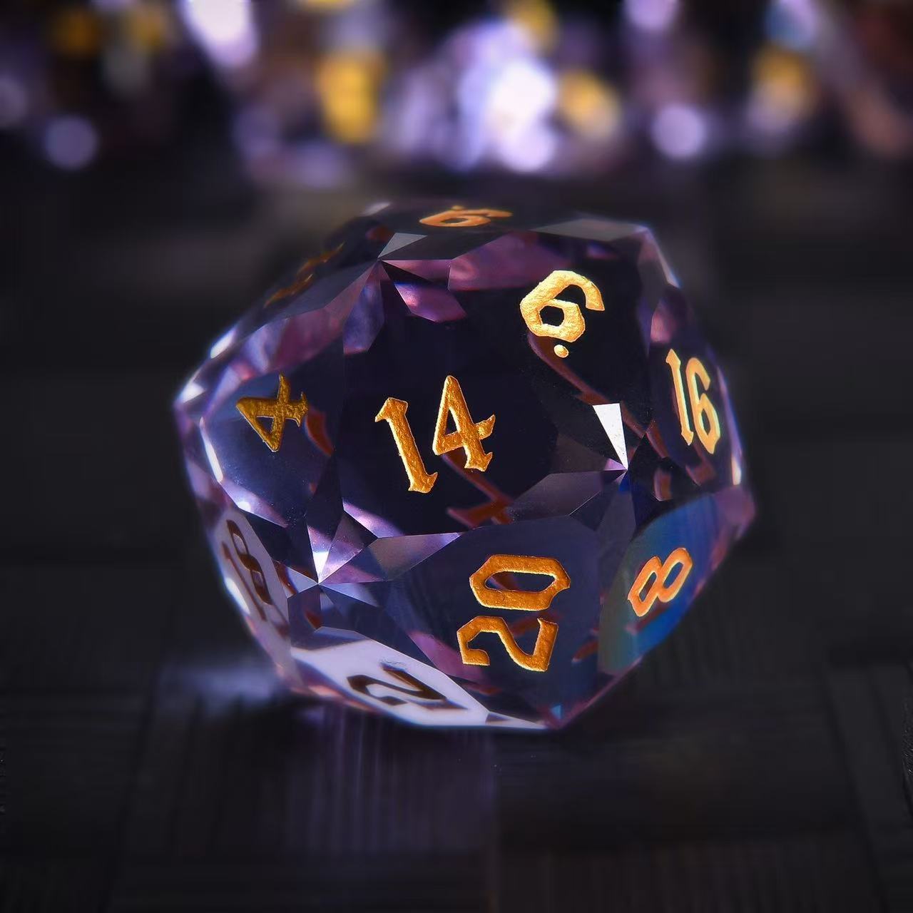 DIEACE D&D D20 Multi-faceted Colorful Glass Engraved Dice