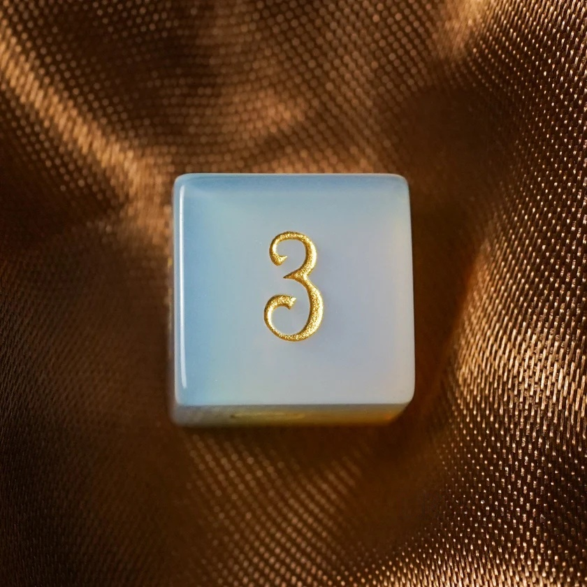 DIEACE D&D Opalite Gemstone Engraved Dice Set