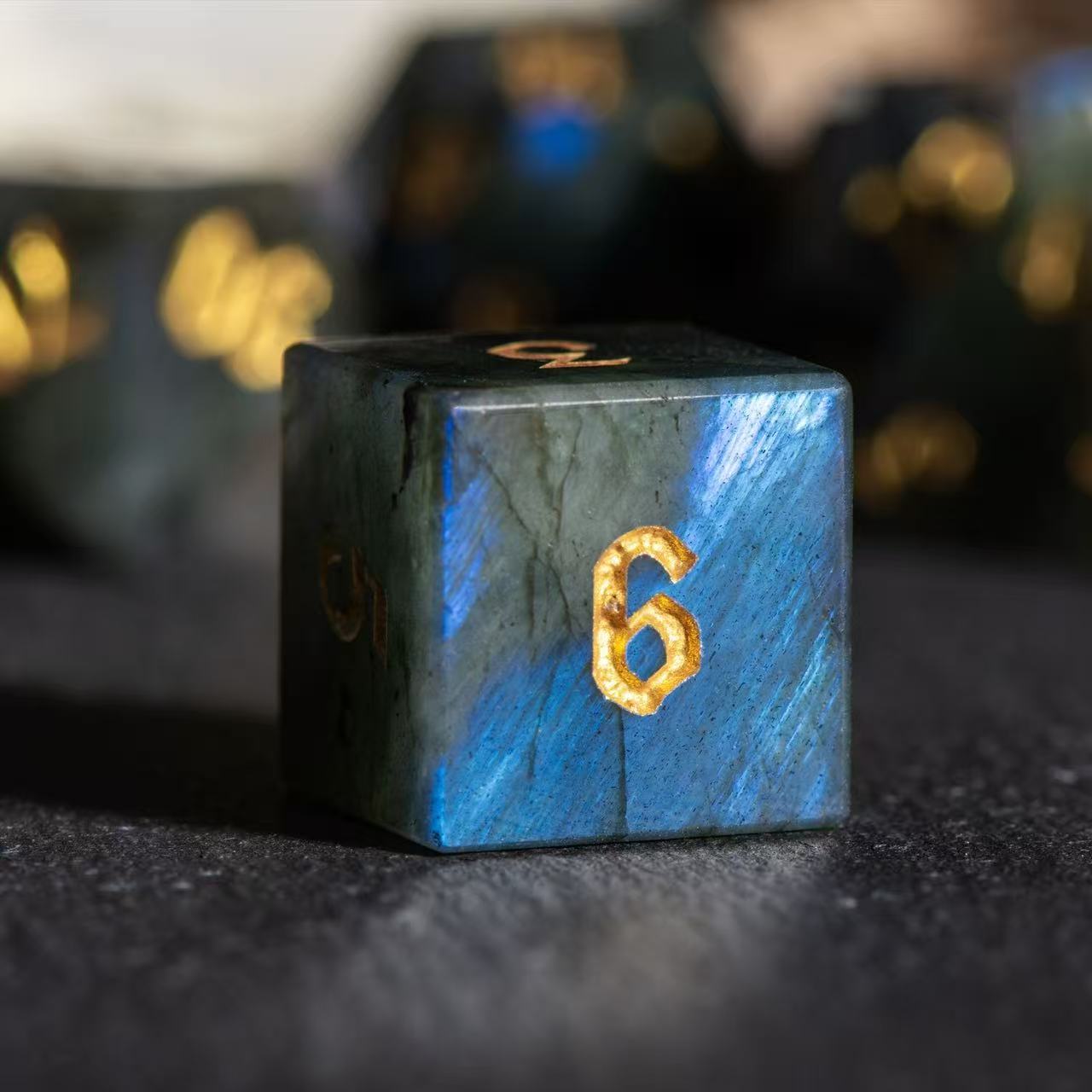 DIEACE D&D Labradorite Gemstone Engraved Dice Set  Add To Wishlist