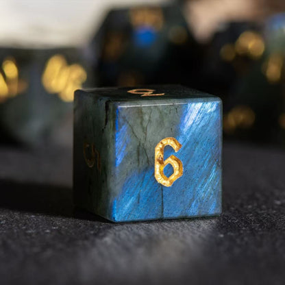 DIEACE D&D Labradorite Gemstone Engraved Dice Set  Add To Wishlist