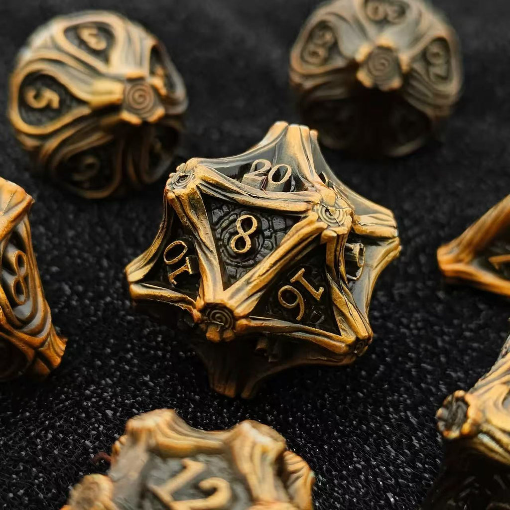DIEACE D&D Bark Texture Vintage Solid Metal Dice