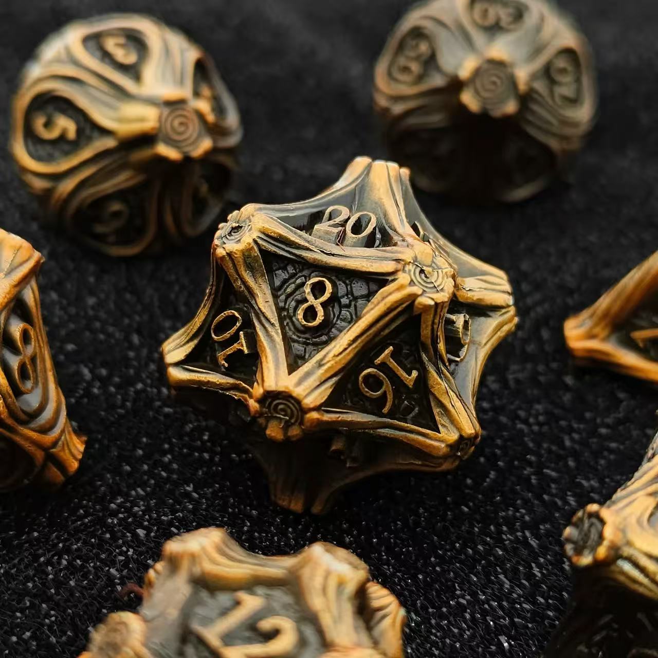 DIEACE D&D Bark Texture Vintage Solid Metal Dice