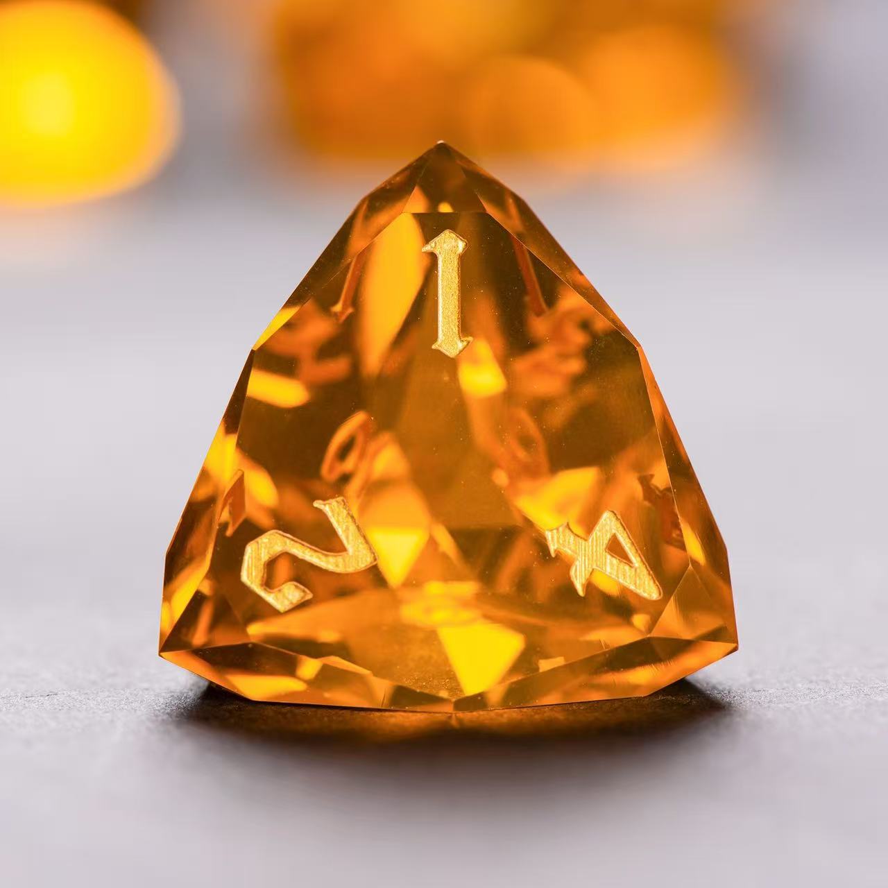 DIEACE D&D Orange Multi-faceted Engraved Glass Dice Set