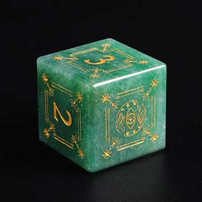 DIEACE D&D Aventurine Gemstone Engraved Dice Set