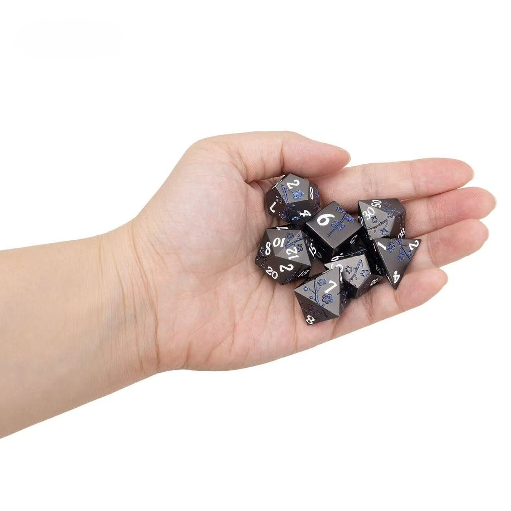 DIEACE D&D Plum Blossom Pattern Solid Metal Dice