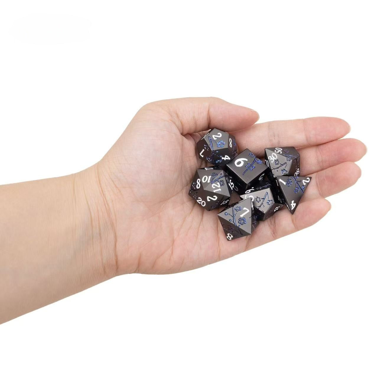 DIEACE D&D Plum Blossom Pattern Solid Metal Dice