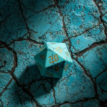 DIEACE D&D Turquoise Gemstone Engraved Dice Set