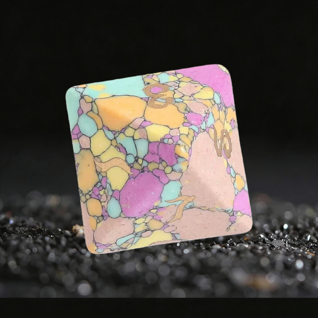 DIEACE D&D Yellow Green Purple Multi-color Turquoise Gemstone Engraved Dice Set