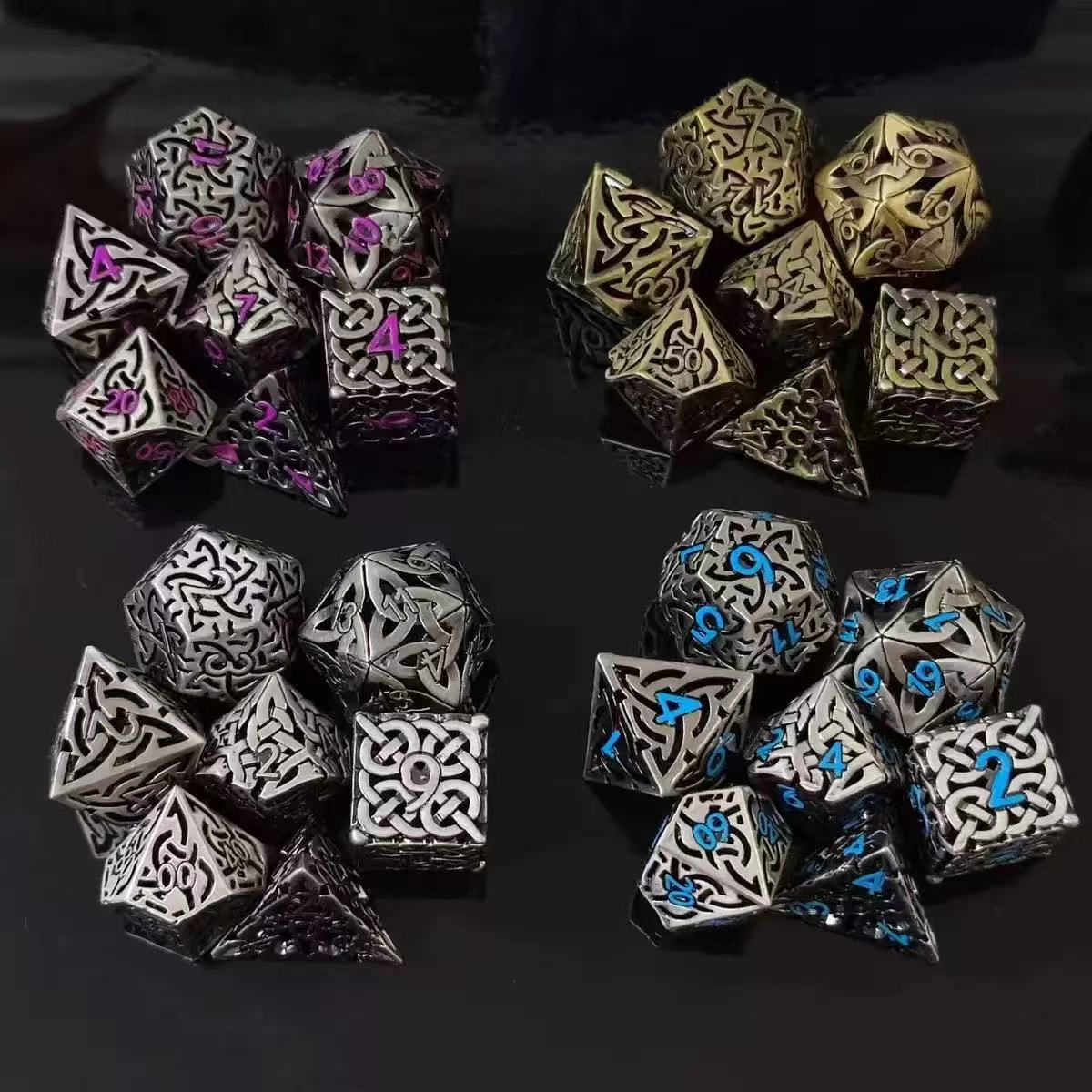 DIEACE D&D Patterned Hollow Metal Dice