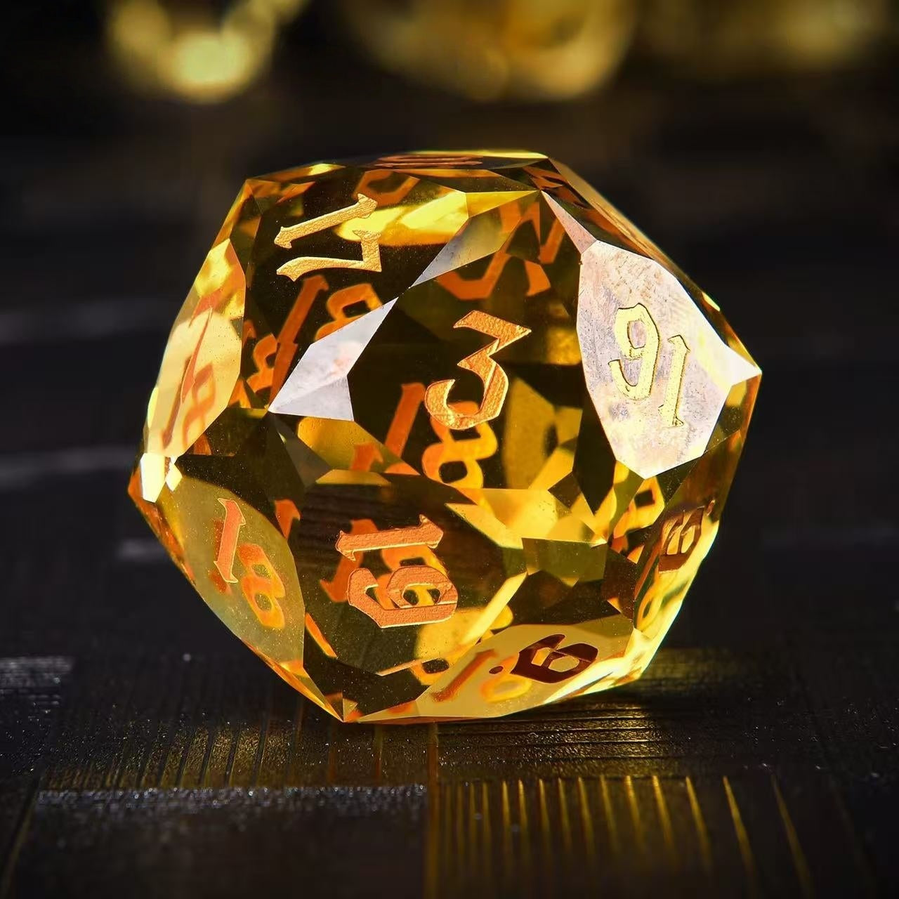DIEACE D&D D20 Multi-faceted Colorful Glass Engraved Dice