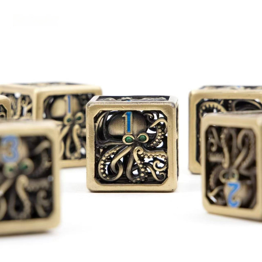 DIEACE C&C Small Octopus D6 Hollow Metal Dice Set
