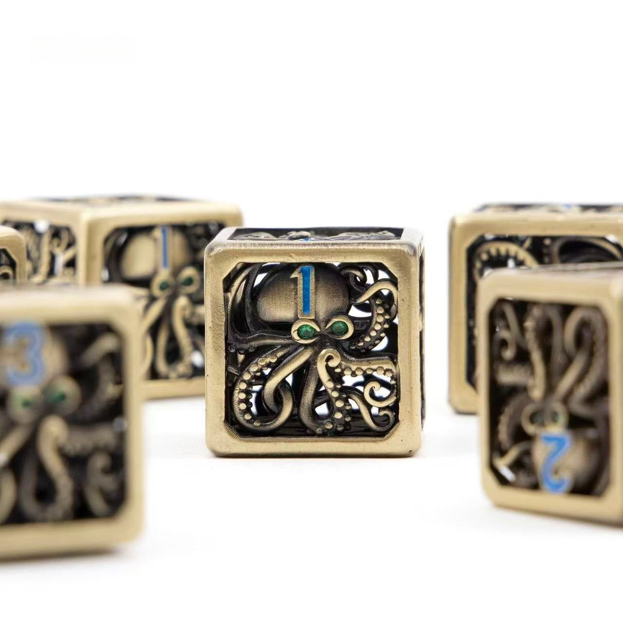 DIEACE C&C Small Octopus D6 Hollow Metal Dice Set