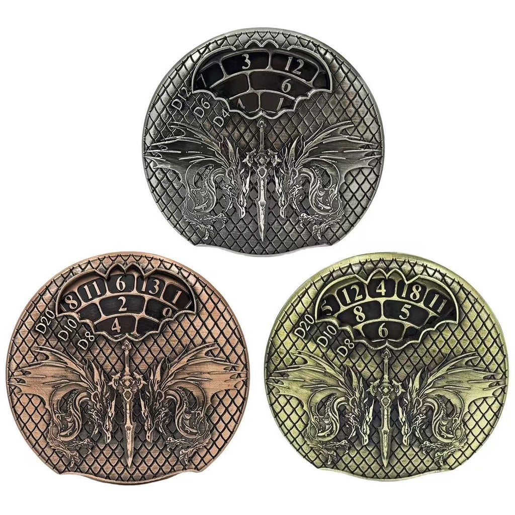 DIEACE D&D Twin Dragon Metal Spinner Dice 7-in-1