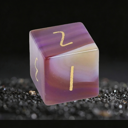 DIEACE D&D Purple Agate Stone Gemstone Engraved Dice Set